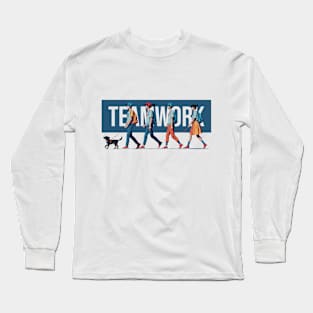 Teamwork "Walk The Dog" Simple Design - Banner Type Long Sleeve T-Shirt